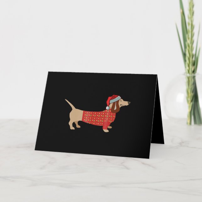 Cartes Pour Fêtes Annuelles Noël Weiner Dachshund Doxie En Chien (Devant)