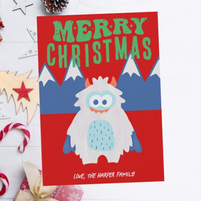 Cartes Pour Fêtes Annuelles Noël Whimsical de Yeti (Créateur téléchargé)