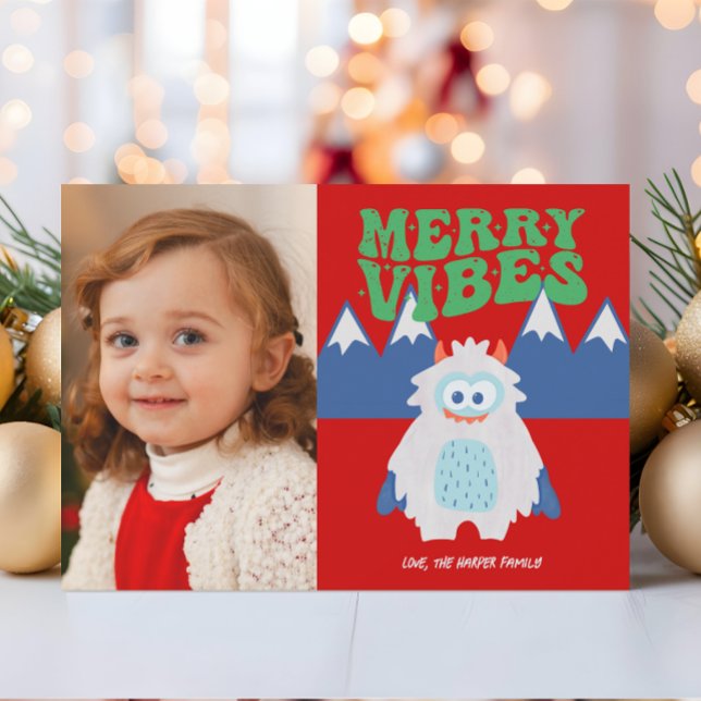 Cartes Pour Fêtes Annuelles Noël Whimsical Retro Yeti (Créateur téléchargé)