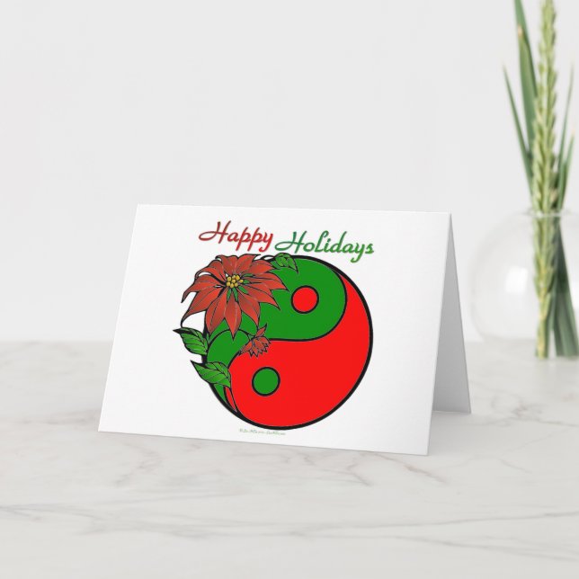 Cartes Pour Fêtes Annuelles Noël Yin Yang Poinsettia (Devant)