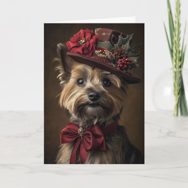 Cartes Pour Fêtes Annuelles Noël Yorkie victorien (Devant)