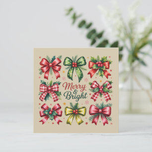 Cartes Pour Fêtes Annuelles Noeud Coquet Noël Père Noël Vintage Xmas
