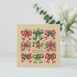 Cartes Pour Fêtes Annuelles Noeud Coquette Noël Père Noël Vintage Xmas Fêtes