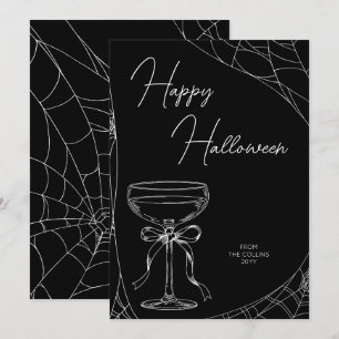Cartes Pour Fêtes Annuelles Nœud de cocktail noir élégant Adulte Joyeux Hallow