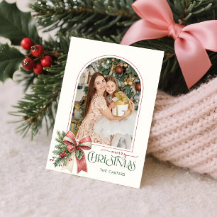 Cartes Pour Fêtes Annuelles Nœud Élégant Coquette Joyeux Noël Arche Photo