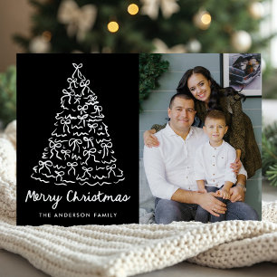 Cartes Pour Fêtes Annuelles Noeud fantaisiste d'arbre de Noël noir Photo