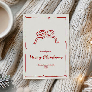 Cartes Pour Fêtes Annuelles Noeud rouge Noël moderne