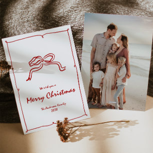 Cartes Pour Fêtes Annuelles Noeud rouge Noël moderne