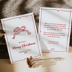 Cartes Pour Fêtes Annuelles Noeud rouge Noël moderne