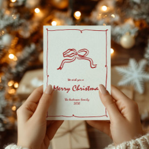 Cartes Pour Fêtes Annuelles Noeud rouge Noël moderne