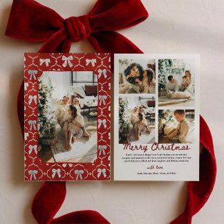 Cartes Pour Fêtes Annuelles Nœuds Rouges Coquette Noël Multi-Photo