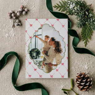 Cartes Pour Fêtes Annuelles Noeuds Rouges Coquettes Noël Multi-Photo