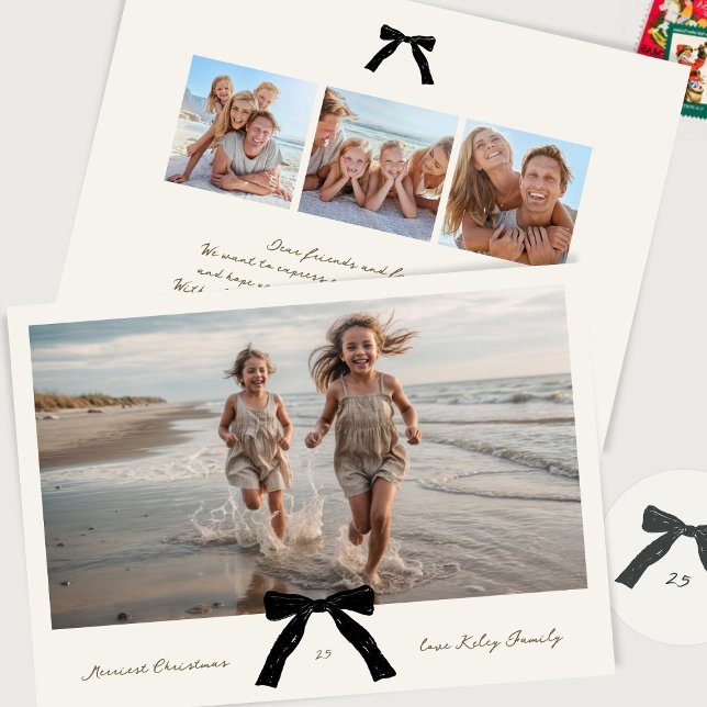 Cartes Pour Fêtes Annuelles noir arc manuscrit encre de seigle plus joyeux pho (Créateur téléchargé)