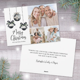 Cartes Pour Fêtes Annuelles Noir Blanc Élégant Simple Photo de Noël