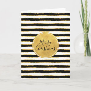 Cartes Pour Fêtes Annuelles Noir Blanc Gold Stripes Noël
