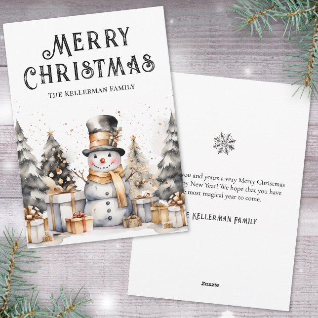 Cartes Pour Fêtes Annuelles Noir Blanc hiver Élégant Noël (Black White Winter Elegant Christmas Holiday Card)