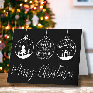 Cartes Pour Fêtes Annuelles Noir Blanc Joyeux Noël