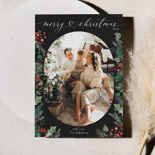 Cartes Pour Fêtes Annuelles Noir blanc minimaliste 1 photo Noël