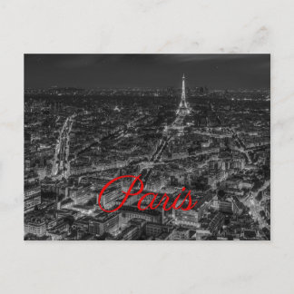 Cartes Pour Fêtes Annuelles Noir Blanc Paris Nuit Tour Eiffel européenne