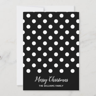 Cartes Pour Fêtes Annuelles Noir Blanc Polka Dot Noir Joyeux Noël