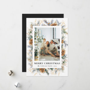 Cartes Pour Fêtes Annuelles Noir Elégant Botanique Contemporain Noël