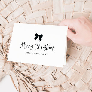 Cartes Pour Fêtes Annuelles Noir et blanc avec Bow Joyeux Noël