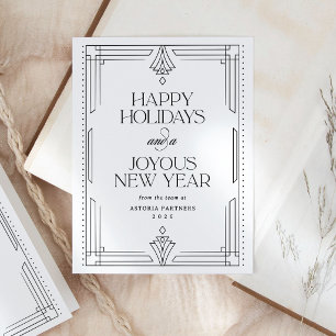 Cartes Pour Fêtes Annuelles Noir et Blanc Joyeuses Fêtes de fin d'année Entr