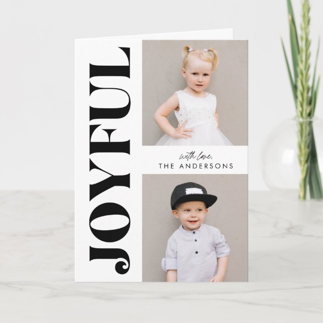 Cartes Pour Fêtes Annuelles Noir et blanc Joyeux Noël moderne 3 Photo (Devant)