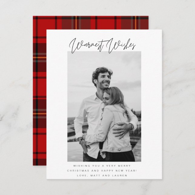 Cartes Pour Fêtes Annuelles Noir et blanc les plus chauds souhaits Photo Noël (Devant / Derrière)