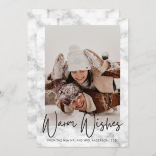 Cartes Pour Fêtes Annuelles Noir et Marbre blanc moderne M. et Mme Noël