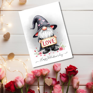 Cartes Pour Fêtes Annuelles Noir Gnome Avec Symbole D'Amour Valentines