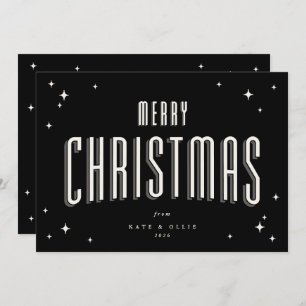 Cartes Pour Fêtes Annuelles Noir Joyeux Noël Retro Stations Appartement