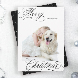 Cartes Pour Fêtes Annuelles Noir Joyeux Noël Script Mini photo