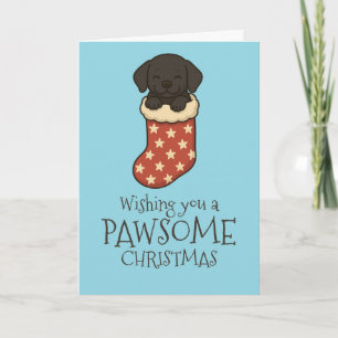 Cartes Pour Fêtes Annuelles Noir Labrador en stock Noël