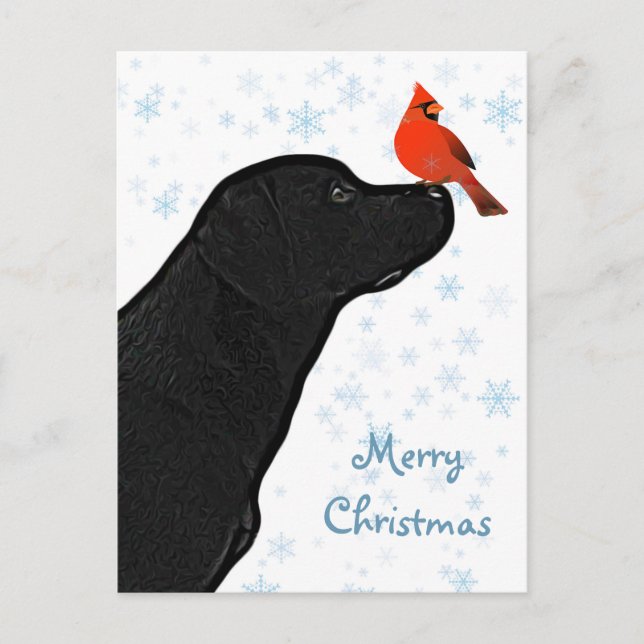 Cartes Pour Fêtes Annuelles Noir Labrador Joyeux Noël - Chien mignon (Devant)