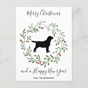 Cartes Pour Fêtes Annuelles Noir Labrador Joyeux Noël - Labrador Retriever