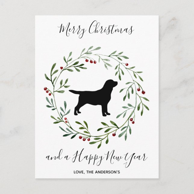 Cartes Pour Fêtes Annuelles Noir Labrador Joyeux Noël - Labrador Retriever (Devant)