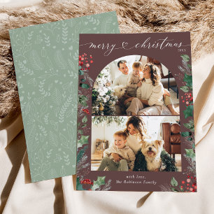 Cartes Pour Fêtes Annuelles Noir Mauve Unique 2 Photo Arch Xmas