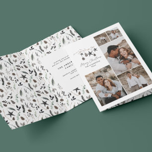 Cartes Pour Fêtes Annuelles Noir moderne élégant script Noël multi photo