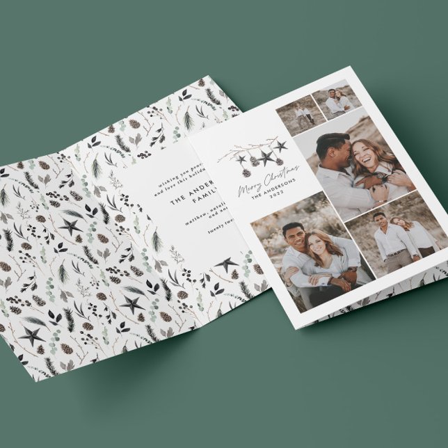 Cartes Pour Fêtes Annuelles Noir moderne élégant script Noël multi photo (Créateur téléchargé)