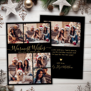 Cartes Pour Fêtes Annuelles Noir moderne Warmest Wwest Wwest Wire Script 5 Pho