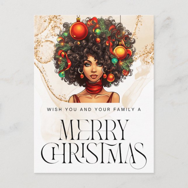 Cartes Pour Fêtes Annuelles Noir Noël Sista Melanin Queen Femmes Noël (Devant)