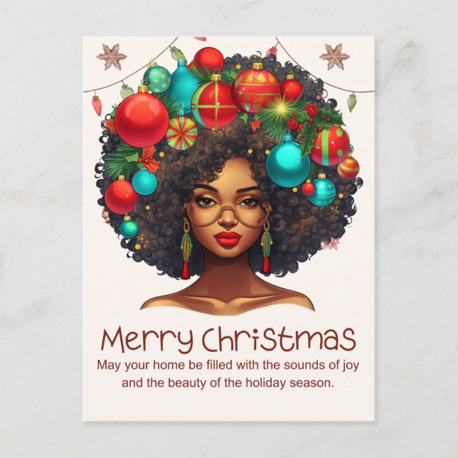 Cartes Pour Fêtes Annuelles Noir Noël Sista Melanin Queen Femmes Noël (Devant)