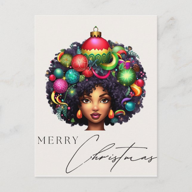 Cartes Pour Fêtes Annuelles Noir Noël Sista Melanin Queen Femmes Noël (Devant)