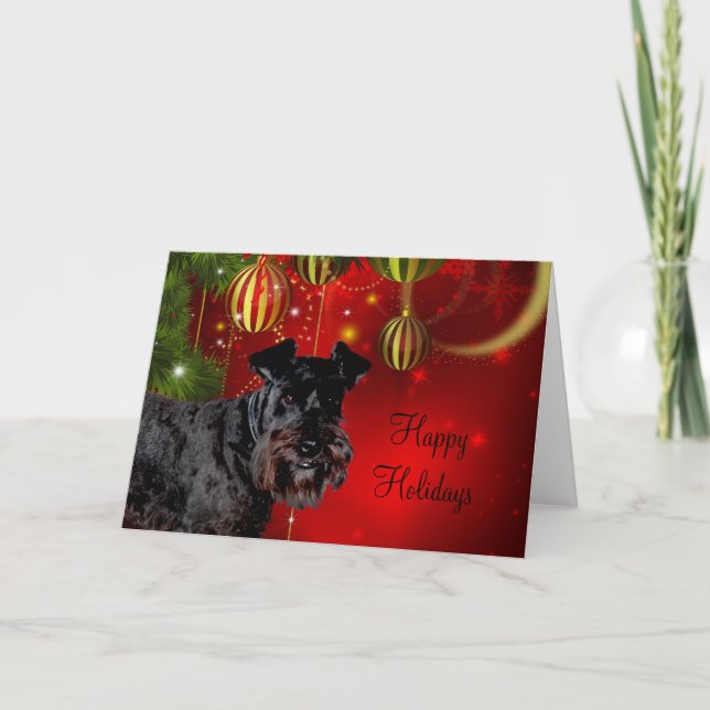 Cartes Pour Fêtes Annuelles Noir Schnauzer Noël (Devant)