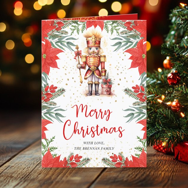 Cartes Pour Fêtes Annuelles Noisette Festive Traditionnelle Noël Botanique (Traditional Festive Nutcracker Botanical Christmas Holiday Card)