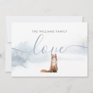 Cartes Pour Fêtes Annuelles Nom de famille élégant Noël Forêt Hivernale Renard