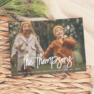 Cartes Pour Fêtes Annuelles Nom de famille moderne lettres à la main 2 Photo H