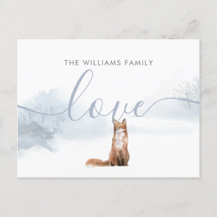 Cartes Pour Fêtes Annuelles Nom de famille Noël Renard de la forêt hivernale
