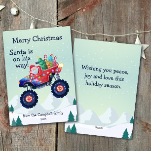 Cartes Pour Fêtes Annuelles Nom de famille Père Noël Monster Truck